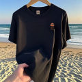 Cross border 2025 summer new men's t-shirt round neck short sleeve loose trend fashion print versatile casual top. 