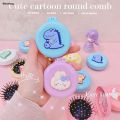 Wenefang 1PC Cute Cartoon Makeup Comb Mirror Folding Massage Hair Brush Round Mini Airbag Comb with Mirror Travel Comb Handheld Mirror. 