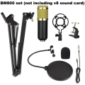 BM800 Condenser Microphone Full Set - Professional Karaoke and Recording Kit with V8 Plus Sound Card and 48V Phantom Power. 