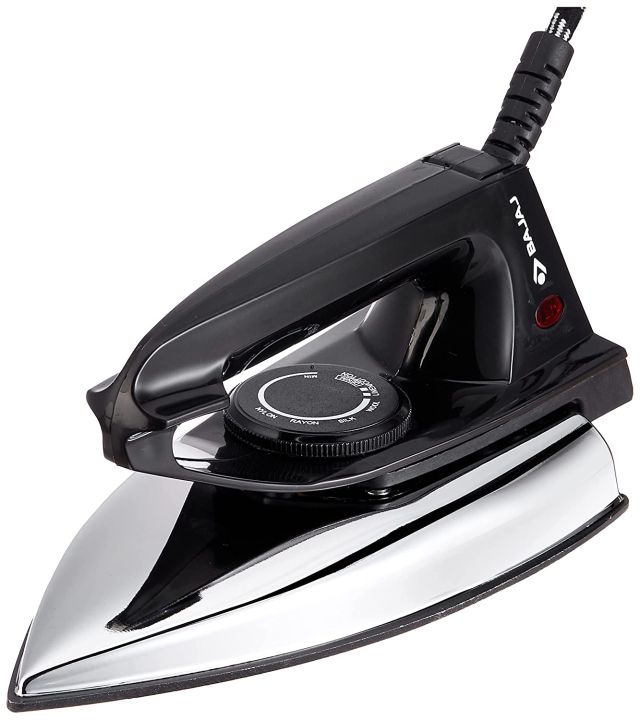 Bajaj Dry Iron | DX2 | 600W Dry Iron with Advance Soleplate and Anti-bacterial German Coating Technology, Black