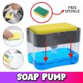 Soap Dispenser With Sponge Holder Kitchen Manual Press Liquid Dishwasher Pump Dispenser. 