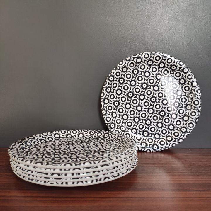 Servewell 100% Melamine Quarter Plate, Candy Black, 7.5", set of 6