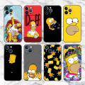 2025SMGSLIB Case For Apple iPhone 11 13 14 12 Pro 7 Plus XR X XS Max 6 6S 13Pro Max Black Silicone Phone Funda Funny Homer Simpson. 