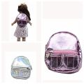 Dollhouse Decor Pink Doll Backpack PU Glitter Girl Schoolbag 18inches Doll Backpack Kawaii Handmade Mini Knapsack Dolls Accessories. 