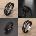 Men's Magnetic Buckle Braided Leather Rock Bracelet: A Fashionable And Casual Charm For Guys And Boys. 