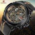 NAVIFORCE Nf9110 Luxury Chronograph Analog Watch For Men - Golden/Black | Navi Force Water Resistant Watch For Men. 