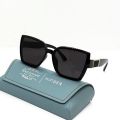 New Retro Rectangular Premium Polycarbonate Frame Sunglasses For Women - Black | Fashion Rectangular Frame Sunglasses For Women. 