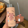 380ml Mini Kids Cute Thermos Bottle with straw 304 Stainless Steel Coffee Thermos Tumbler Vacuum Flask. 