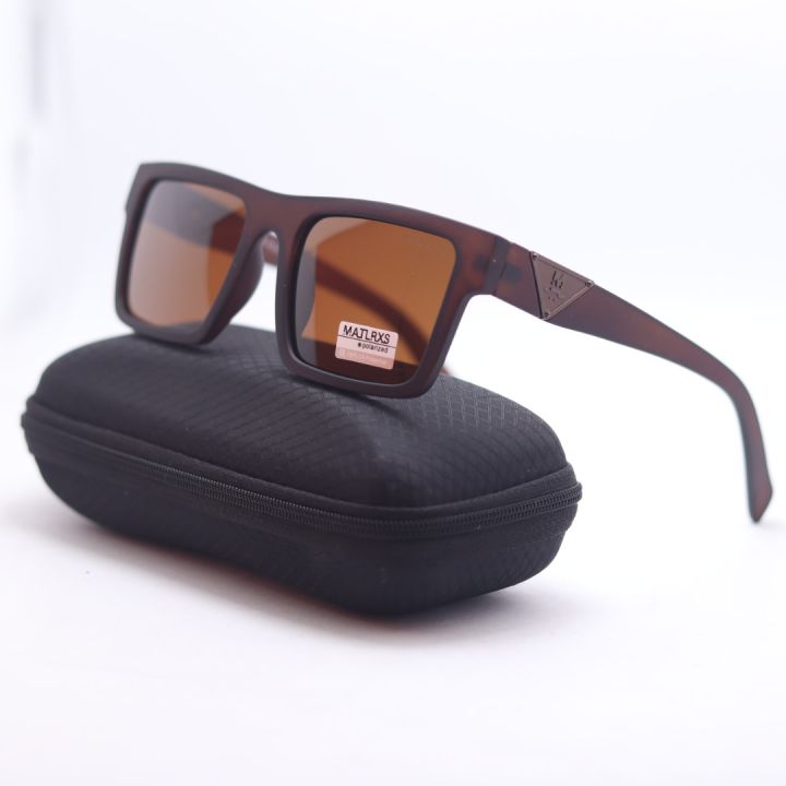 Polarized Matt Brown Square Sunglasses For Men