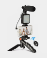 Video Vlogger Kits Microphone LED Fill Light Mini Tripod For Phone Vlog Video Recording Condenser With BT Remote. 