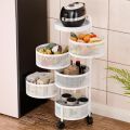 Kitchen Vegetable Shelving Multi-layer Floor Round Rotating Vegetable Basket Fruit Storage Basket For Household Items(Circle). 