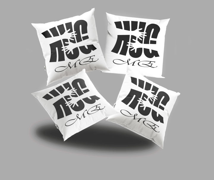 Black & White Typography Printed Decorative Cushion Covers with fillings – Set of 4