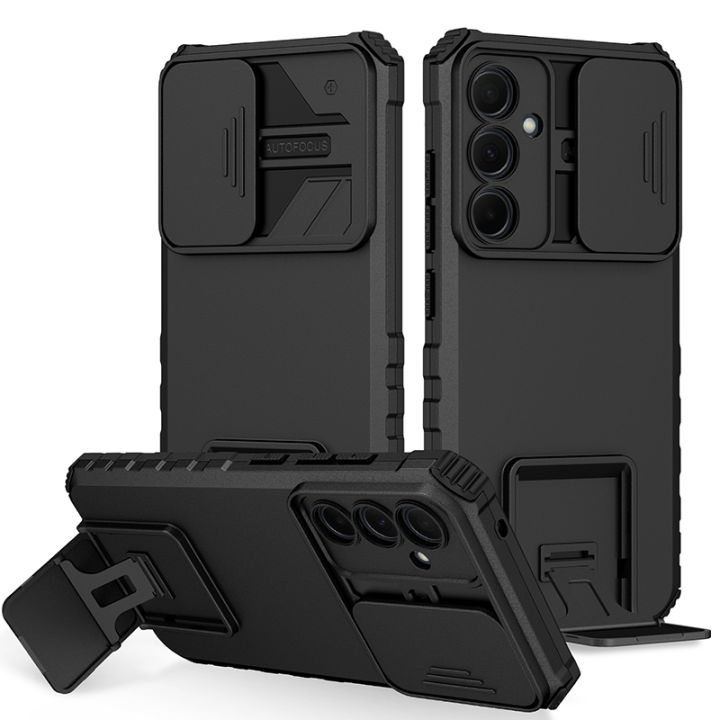 Vantime for Samsung Galaxy A35 A55 5G Case Slide Camera Cover Kickstand Hard Shockproof Armor Casing