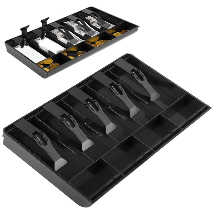 1%20Piece%20Cash%20Tray%20Cash%20Register%20Drawer%20Insert%20Tray,%20Black%20ABS%20Money%20Storage%20Case%205%20Bill%20&%204%20Coin%20Compartments%20-%20Image%205