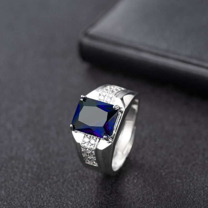 %E3%80%90Mega%20Men's%20Sapphire%20Diamond%20Green%20Tapered%20Crystal%20Trendy%20Men's%20Aggressive%20Adjustable%20Ring%20-%20Image%202