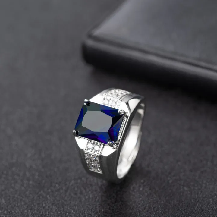 %E3%80%90Mega%20Men's%20Sapphire%20Diamond%20Green%20Tapered%20Crystal%20Trendy%20Men's%20Aggressive%20Adjustable%20Ring%20-%20Image%202