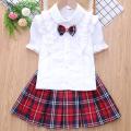Red Plaid Skirt Girls Plaid Skirt Kids Short Sleeve Shirt Medium Big Kids Korean Pleated Skirt S04. 