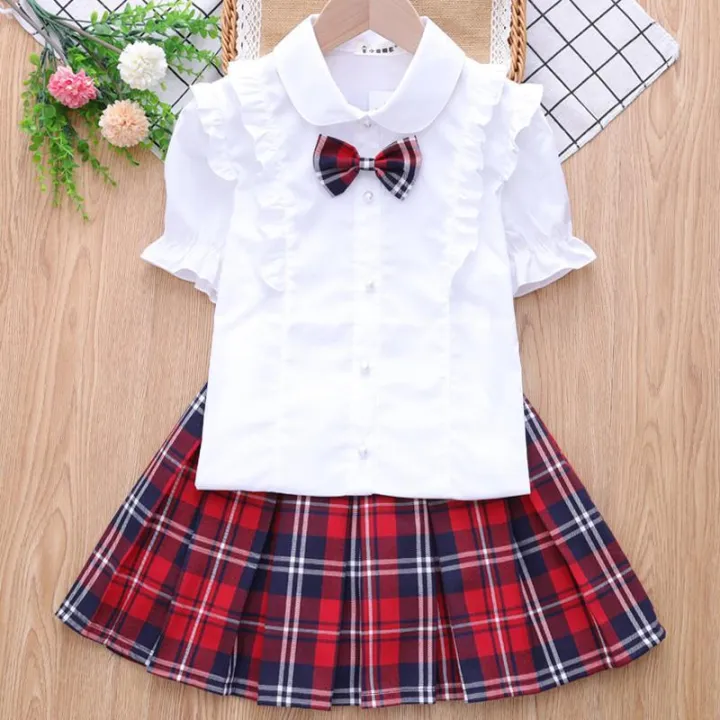 Red%20Plaid%20Skirt%20Girls%20Plaid%20Skirt%20Kids%20Short%20Sleeve%20Shirt%20Medium%20Big%20Kids%20Korean%20Pleated%20Skirt%20S04%20-%20Image%202