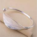 New Elegant Ladies Leaves 925 Sterling Silver Opening Bracelet Bangle for women. 