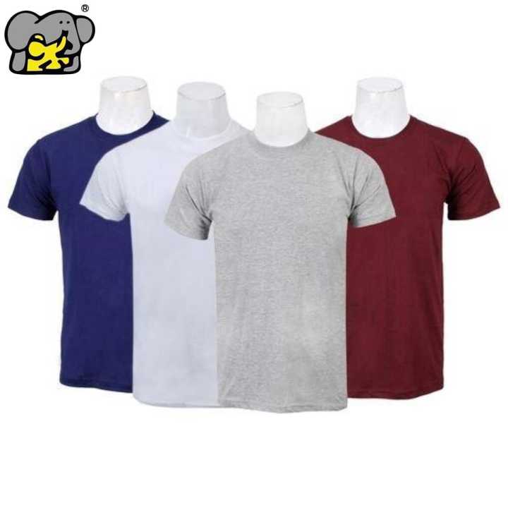 Shangrila Pack Of Four Solid T-Shirt For Men-(Grey/Maroon/White/Navy) - Fashion | T-Shirts For Men | Men's Wear | Printed T-Shirts |