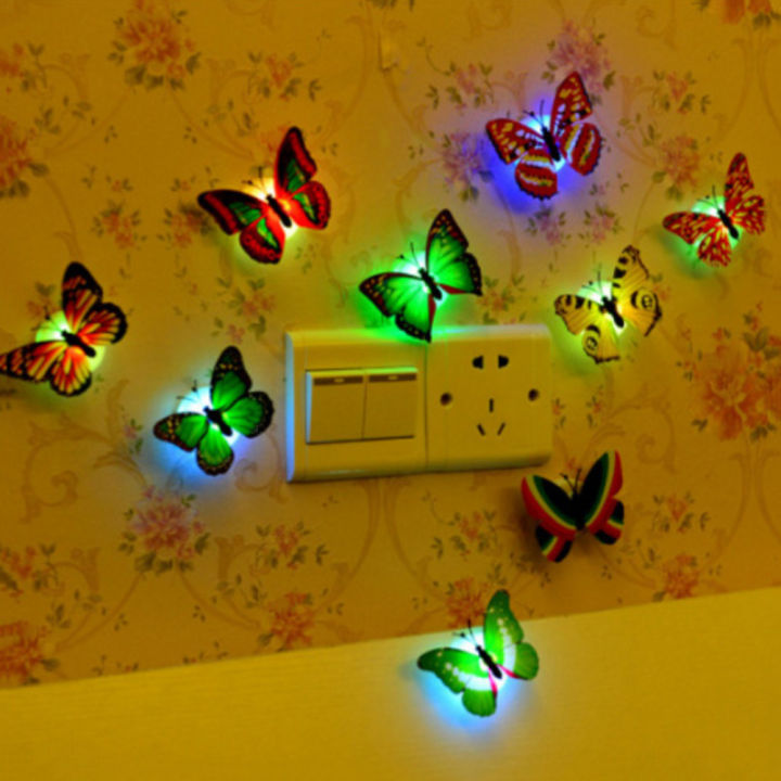 Colorful LED Night Light 3d Simulation Butterfly Wall Stickers Home Party Decor
