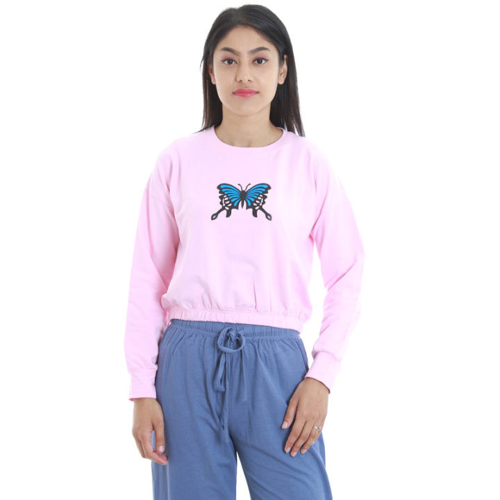 Butterfly Printed Sweatshirt For Women