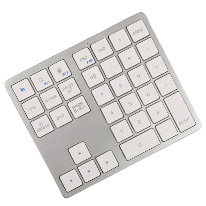 ARELENE 2.4G Bluetooth Number Pad Ultra-Thin Wireless Numpad USB Rechargeable Numeric Keypad for IOS Android Window White