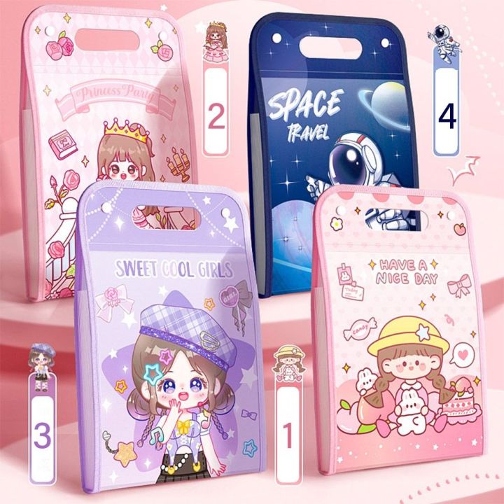 Cartoon Waterproof A4 File Folder 13 Pockets Classified Test Paper Storage Folder Multi-layer Large Capacity Envelope Folder