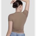 Nude/Off White Round Neck Fashion Premium Quality T-shirt For Women. 