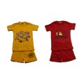 Combo Of 2 boys dress Cotton T-Shirt And Half Pant Printed Set Small Size. 