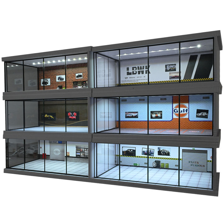 Diorama%201/64%20Scale%20Car%20Garage%20Model%20LED%20Lighting%20City%20Street%20View%20Car%20Parking%20Lot%20Model%20Car%20Showroom%20Scene%20Model%20Display%20Collection%20Toy%20Gift%20-%20Image%206