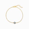 The simple chain of evil eye zar cube AAA zirconia crystal blue nano round turkish charm bracelet for women gold-plated fashion jewelry. 