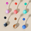 CARAT Belly Button Bar Smooth Surface Faux Marble Belly Button Ring. 