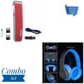 Nova Ns-216 Professional Rechargeable Hair Trimmer And P47 Wireless Headphone Combo Set. 