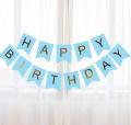 Light   Blue Happy Birthday Cardboard Banner Bunting Flag. 