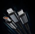 100w Transparent chip 3 In1 super fast charging Data Cable with lighting/Type c/Micro USB. 
