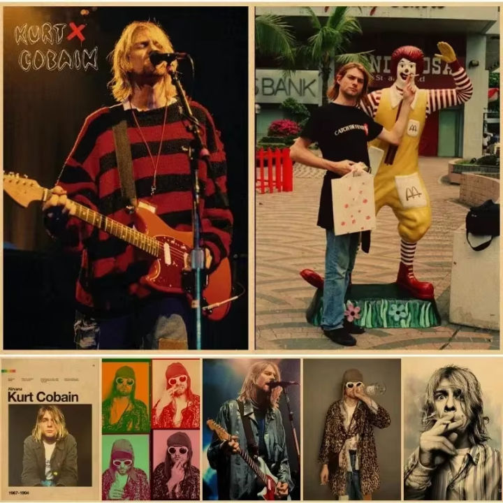 Painting Bar Cafe Outfit Kurt Cobain Singer Poster Rock Music Vintage ...
