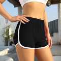 Girls Elastic Waist Contrast Binding Shorts-Black. 