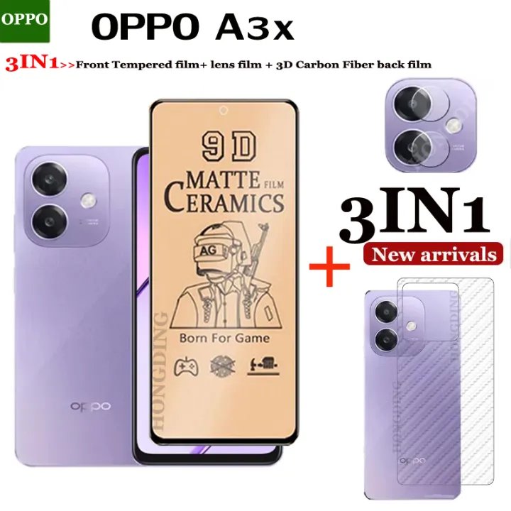 BLKNAIM%203in1%20OPPO%20A3X%20Full%20Cover%20matte%20ceramic%20film%20Screen%20Protector%20For%20OPPO%20A3X%20ceramic%20Glass%20Tempered%20Glass%20lens%20film%20Carbon%20fiber%20back%20film%20-%20Image%202