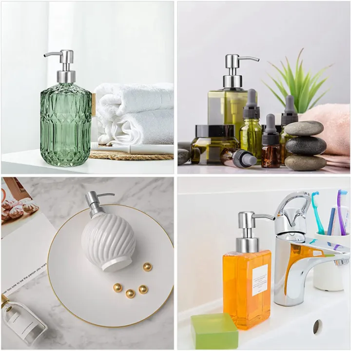 JAERBEE%208Pcs%20Soap%20Dispenser%20Pump%20Replacement%20Stainless%20Steel%20Lotion%20Dispenser%20Pump%20for%20Regular%2028/400%20Neck%20Bottles%20for%20Bathroom%20-%20Image%203