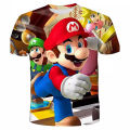 Super Mario 3D World Print T-Shirt Cartoon series summer new loose casual breathable short-sleeved top. 