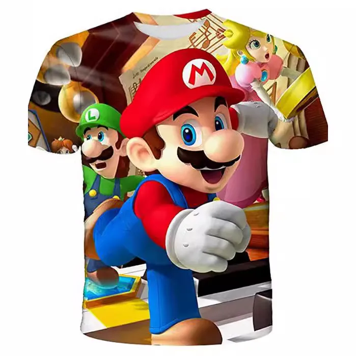 Super%20Mario%203D%20World%20Print%20T-Shirt%20Cartoon%20series%20summer%20new%20loose%20casual%20breathable%20short-sleeved%20top%20-%20Image%202