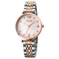 SKMEI 1800 Simple Diamond Round Dial Stainless Steel Strap Quartz Watch for Ladies - Rose Gold for Ladies/Women. 