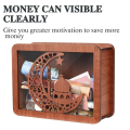 Wooden Piggy Bank for Adult Kids, Money Box with Counter, Reusable Money Box with Counting Target -E. 