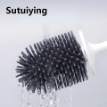 Sutuiying Bathroom Black Toilet Brush Soft TPR Silicone Brush Head No Dead Corners Home Floor-standing Cleaning Brushes WC Accessories. 