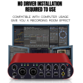 (GGBR) Professional 24Bit 192KHz Audio Interface 2 Input Sound Card for Electric Guitar External Studio PC Recording Tuner. 