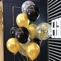 Metallic Gold Black & Confetti Mixed Paty Balloons - 50 Pcs. 