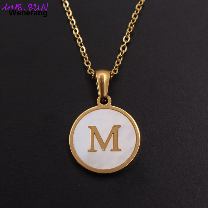 Wenefang%20MHS.SUN%20Fashion%2026%20Letters%20Pendant%20Necklace%20Women%20Girls%20A-Z%20Alphabet%20Stainless%20Steel%20Chain%20Shell%20Jewelry%20Simple%20Design%201Pcs%20-%20Image%205