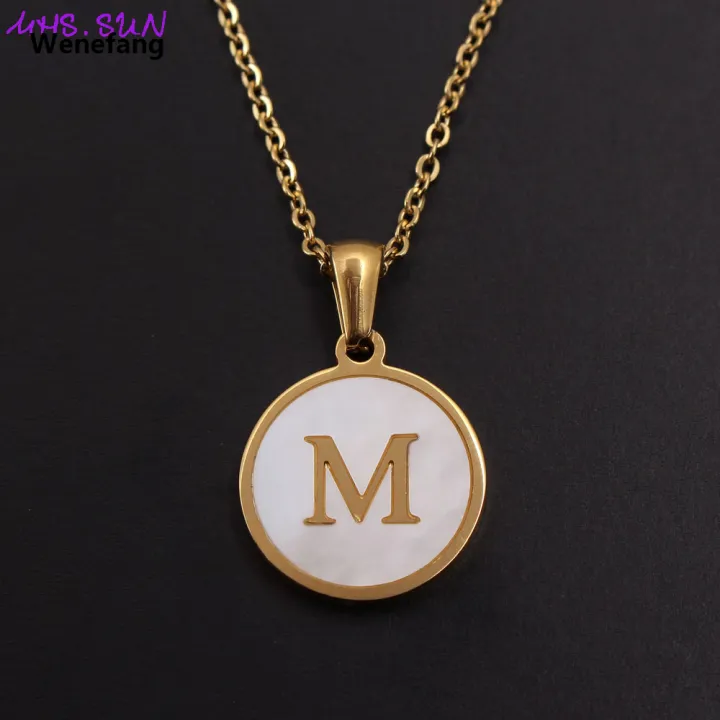 Wenefang%20MHS.SUN%20Fashion%2026%20Letters%20Pendant%20Necklace%20Women%20Girls%20A-Z%20Alphabet%20Stainless%20Steel%20Chain%20Shell%20Jewelry%20Simple%20Design%201Pcs%20-%20Image%205