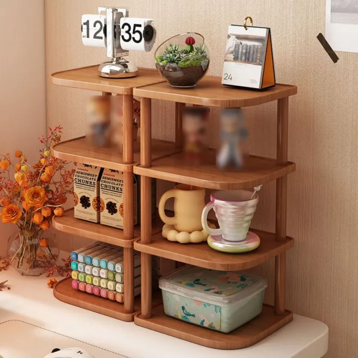 Stable 2/3/4 Tier Desktop Corner Stand Vertical Design Stackable Wood ...